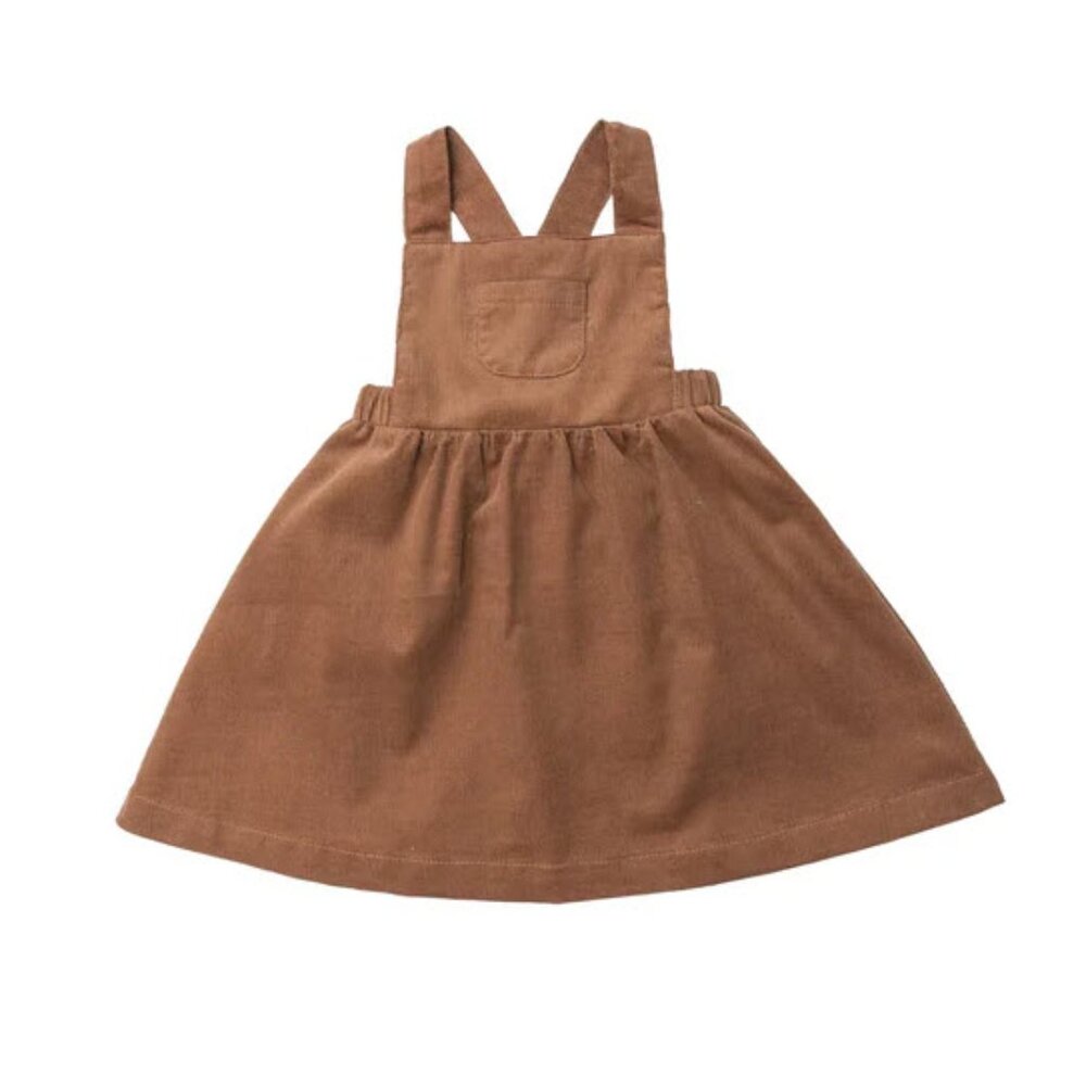 Angel Dear Girls Cotton Corduroy Overall Dress in Rust - 4T